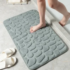 Cobblestone Embossed Bath Mat Non-slip , Memory Foam Pad, Washable Bath Rugs, Rapid Water Absorbent, Non-Slip, Washable, Thick, Soft And Comfortable Carpet For Shower Room