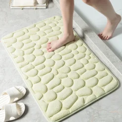 Cobblestone Embossed Bath Mat Non-slip , Memory Foam Pad, Washable Bath Rugs, Rapid Water Absorbent, Non-Slip, Washable, Thick, Soft And Comfortable Carpet For Shower Room