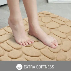 Cobblestone Embossed Bath Mat Non-slip , Memory Foam Pad, Washable Bath Rugs, Rapid Water Absorbent, Non-Slip, Washable, Thick, Soft And Comfortable Carpet For Shower Room