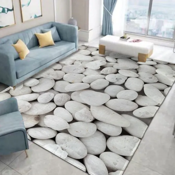 Cobblestone Floor Mat Door Mat Anti-Slip Hallway Carpets Smooth Stone Area Rugs Washable for Bedroom Living Room Kitchen Bathroom