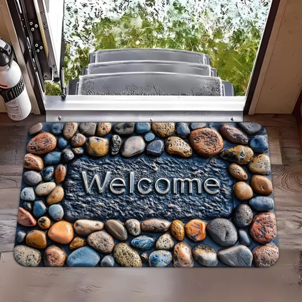 Cobblestone Pattern Doormat Kitchen Mat Floor Mat Non-Slip Area Rug Oil Proof Rug Indoor Outdoor Mat Bedroom Decor Bathroom Mat Entrance Rug