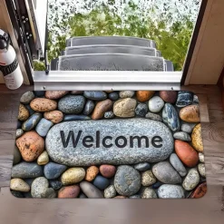 Cobblestone Pattern Doormat Kitchen Mat Floor Mat Non-Slip Area Rug Oil Proof Rug Indoor Outdoor Mat Bedroom Decor Bathroom Mat Entrance Rug