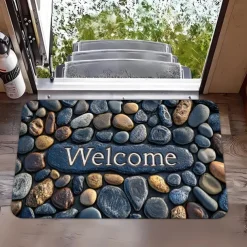 Cobblestone Pattern Doormat Kitchen Mat Floor Mat Non-Slip Area Rug Oil Proof Rug Indoor Outdoor Mat Bedroom Decor Bathroom Mat Entrance Rug