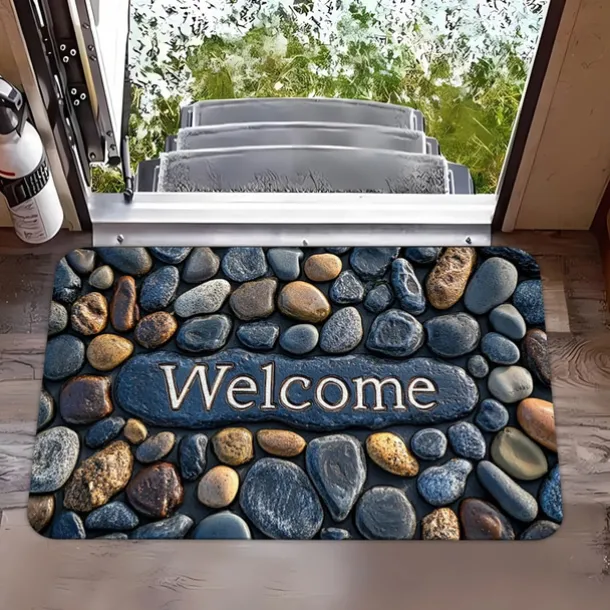 Cobblestone Pattern Doormat Kitchen Mat Floor Mat Non-Slip Area Rug Oil Proof Rug Indoor Outdoor Mat Bedroom Decor Bathroom Mat Entrance Rug