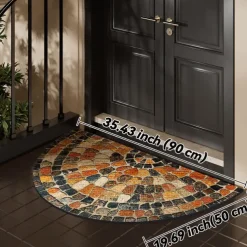 Cobblestone Semi-round Doormat Kitchen Mat Floor Mat Non-Slip Area Rug Oil Proof Rug Indoor Outdoor Mat Bedroom Decor Bathroom Mat Entrance Rug Spring Summer