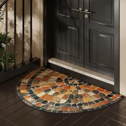 Cobblestone Semi-round Doormat Kitchen Mat Floor Mat Non-Slip Area Rug Oil Proof Rug Indoor Outdoor Mat Bedroom Decor Bathroom Mat Entrance Rug Spring Summer