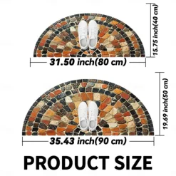 Cobblestone Semi-round Doormat Kitchen Mat Floor Mat Non-Slip Area Rug Oil Proof Rug Indoor Outdoor Mat Bedroom Decor Bathroom Mat Entrance Rug Spring Summer