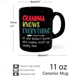 Coffee Mug Black Retro Vintage Ceramic Mug with Graphic Design 12oz/330ml Perfect Gift for Friends Mothers Day Wedding