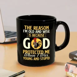 Coffee Mug Black Retro Vintage Ceramic Mug with Graphic Design 12oz/330ml Perfect Gift for Music Lovers Guitarists and Band Members