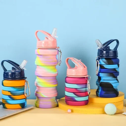 Collapsible Silicone Water Bottle - Leakproof, BPA-Free & Space Saving for Hiking & Travel