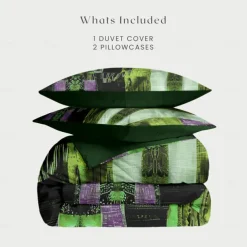 Color Block Patchwork Duvet Cover Set Modern Geometric Bedding Vibrant Multicolor Design Soft Durable Microfiber Quilt Cover with Pillowcases