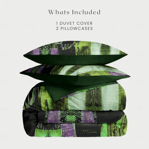 Color Block Patchwork Duvet Cover Set Modern Geometric Bedding Vibrant Multicolor Design Soft Durable Microfiber Quilt Cover with Pillowcases