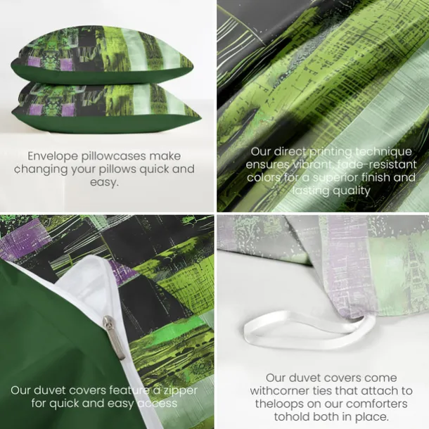 Color Block Patchwork Duvet Cover Set Modern Geometric Bedding Vibrant Multicolor Design Soft Durable Microfiber Quilt Cover with Pillowcases