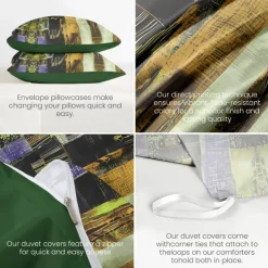 Color Block Patchwork Duvet Cover Set Modern Geometric Bedding Vibrant Multicolor Design Soft Durable Microfiber Quilt Cover with Pillowcases