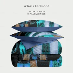 Color Block Patchwork Duvet Cover Set Modern Geometric Bedding Vibrant Multicolor Design Soft Durable Microfiber Quilt Cover with Pillowcases