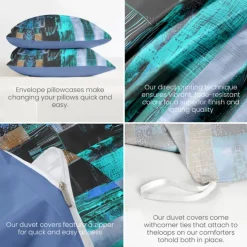 Color Block Patchwork Duvet Cover Set Modern Geometric Bedding Vibrant Multicolor Design Soft Durable Microfiber Quilt Cover with Pillowcases