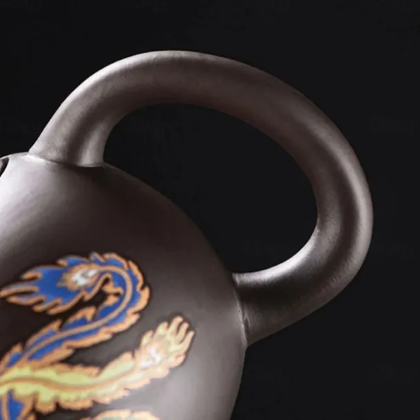 Color-Changing Teapot Set Dragon & Phoenix Zisha Chinese Loong Gift - Heat Sensitive Kung Fu Tea Set with Teapot and Cups, Business Gift