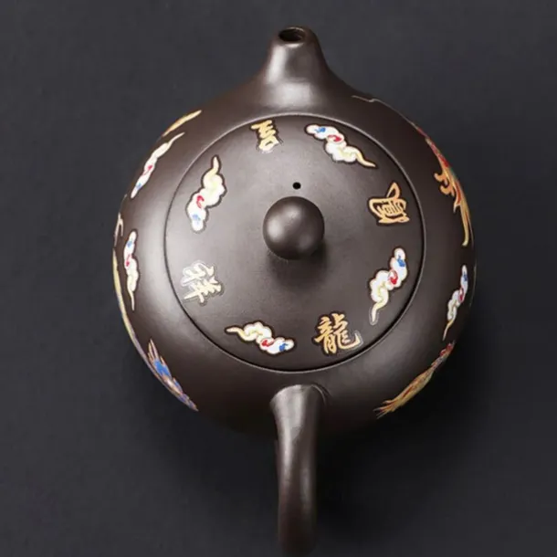 Color-Changing Teapot Set Dragon & Phoenix Zisha Chinese Loong Gift - Heat Sensitive Kung Fu Tea Set with Teapot and Cups, Business Gift