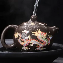 Color-Changing Teapot Set Dragon & Phoenix Zisha Chinese Loong Gift - Heat Sensitive Kung Fu Tea Set with Teapot and Cups, Business Gift