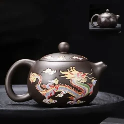 Color-Changing Teapot Set Dragon & Phoenix Zisha Chinese Loong Gift - Heat Sensitive Kung Fu Tea Set with Teapot and Cups, Business Gift