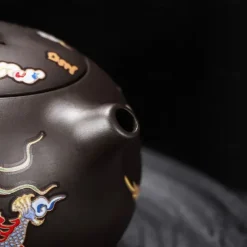 Color-Changing Teapot Set Dragon & Phoenix Zisha Chinese Loong Gift - Heat Sensitive Kung Fu Tea Set with Teapot and Cups, Business Gift