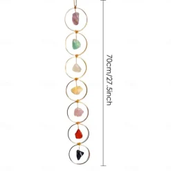 Colored Glass 7 Chakra Gemstone Wall Decor, Meditation Hanging Ornament for Home Decor, Good Luck Reiki Yoga Meditation Wall Hanger (Random Color and Arrangement Order)