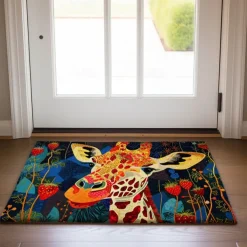 Colorful Giraffe Doormat Non-Slip Oil Proof Rug Indoor Outdoor Mat Bedroom Decor Bathroom Mat Entrance Rug Door Mat