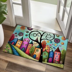 Colorful Houses Doormat Floor Mats Washable Rugs Kitchen Mat Non-Slip Oil Proof Rug Indoor Outdoor Mat Bedroom Decor Bathroom Mat Entrance Rug