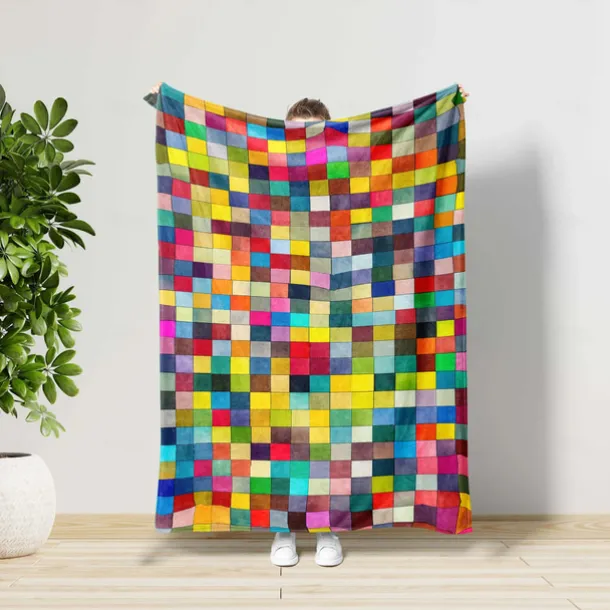 Colorful Mosaic Blanket Soft Cozy Lightweight Throw for Sofa Bed Couch or Travel Vibrant Multicolor Geometric Design Durable and Fade-Resistant Perfect for All-Season Use