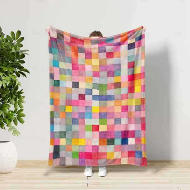 Colorful Mosaic Blanket Soft Cozy Lightweight Throw for Sofa Bed Couch or Travel Vibrant Multicolor Geometric Design Durable and Fade-Resistant Perfect for All-Season Use