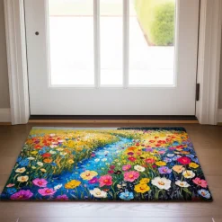Colorful Painting Flowers Doormat Floor Mats Washable Rugs Kitchen Mat Non-Slip Oil Proof Rug Indoor Outdoor Mat Bedroom Decor Bathroom Mat Entrance Rug