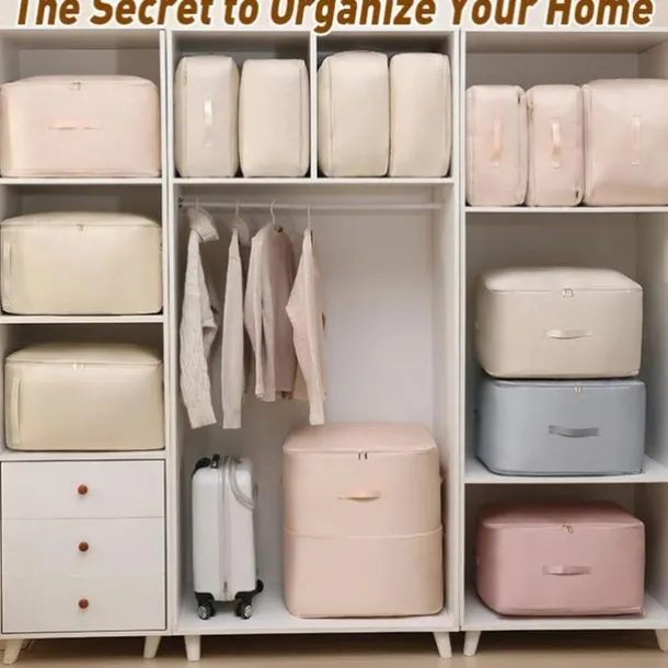 Comforter Storage Bags Ultra Space Saving Self Compression Organizer, Storage Bags for Blankets,Comforters, ClothesHeavy Duty Moving Bags, Storage Tote for Space Saving