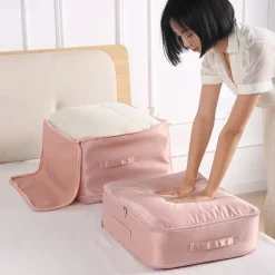 Comforter Storage Bags Ultra Space Saving Self Compression Organizer, Storage Bags for Blankets,Comforters, ClothesHeavy Duty Moving Bags, Storage Tote for Space Saving