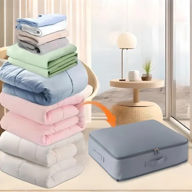 Comforter Storage Bags Ultra Space Saving Self Compression Organizer, Storage Bags for Blankets,Comforters, ClothesHeavy Duty Moving Bags, Storage Tote for Space Saving