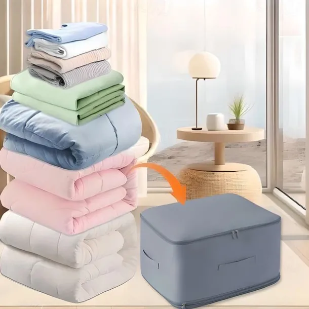 Comforter Storage Bags Ultra Space Saving Self Compression Organizer, Storage Bags for Blankets,Comforters, ClothesHeavy Duty Moving Bags, Storage Tote for Space Saving