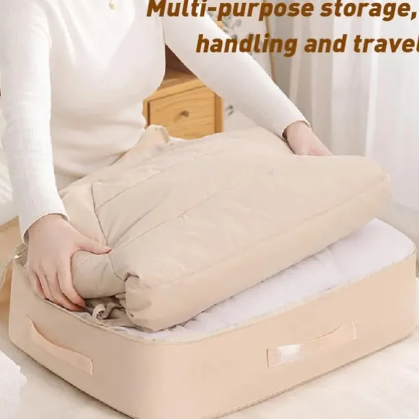 Comforter Storage Bags Ultra Space Saving Self Compression Organizer, Storage Bags for Blankets,Comforters, ClothesHeavy Duty Moving Bags, Storage Tote for Space Saving