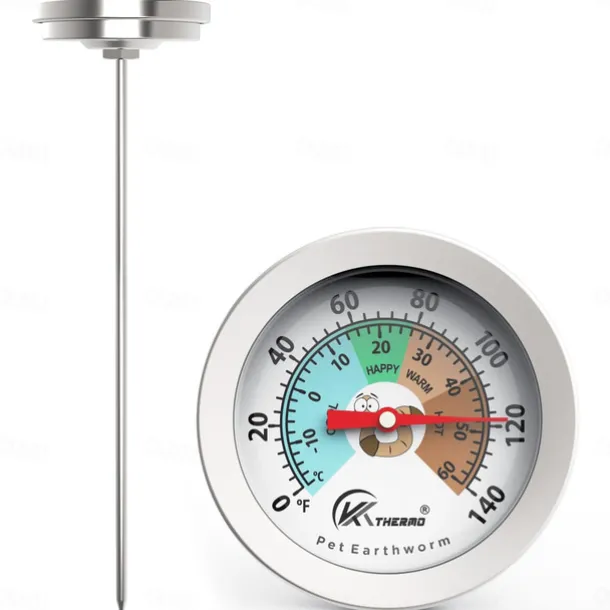 Compost Soil Gardening Thermometer Super-Long Stainless Steel Probe Fertilizer Test Thermometer 50cm