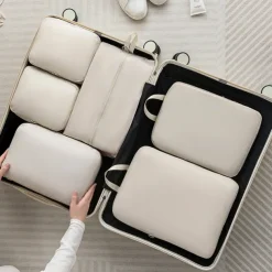Compression Packing Cubes Set for Travel Luggage Storage and Organizer Space Savers, Digital, Toiletry, Makeup, Clothes, Shoes, Travel Bags