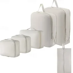 Compression Packing Cubes Set for Travel Luggage Storage and Organizer Space Savers, Digital, Toiletry, Makeup, Clothes, Shoes, Travel Bags