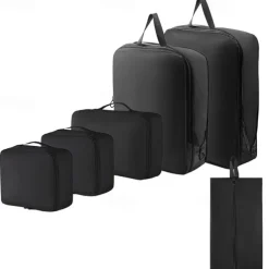 Compression Packing Cubes Set for Travel Luggage Storage and Organizer Space Savers, Digital, Toiletry, Makeup, Clothes, Shoes, Travel Bags