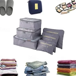 Compression Travel Packing Cubes Set for Luggage Storage and Backpack Organizer Space Savers, 6PCS Travel Storage Bag Set, Suitcase Packing Organizers for Clothes, Laundry Pouches