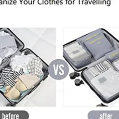 Compression Travel Packing Cubes Set for Luggage Storage and Backpack Organizer Space Savers, 6PCS Travel Storage Bag Set, Suitcase Packing Organizers for Clothes, Laundry Pouches