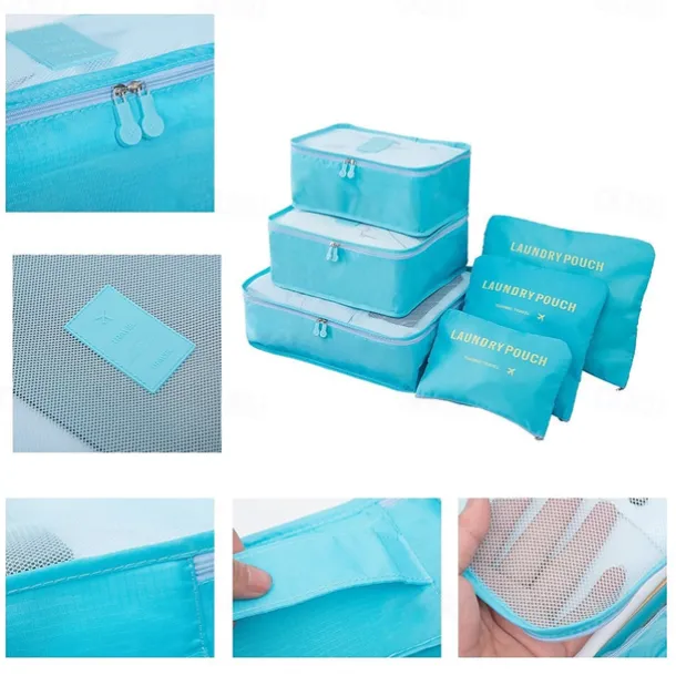 Compression Travel Packing Cubes Set for Luggage Storage and Backpack Organizer Space Savers, 6PCS Travel Storage Bag Set, Suitcase Packing Organizers for Clothes, Laundry Pouches