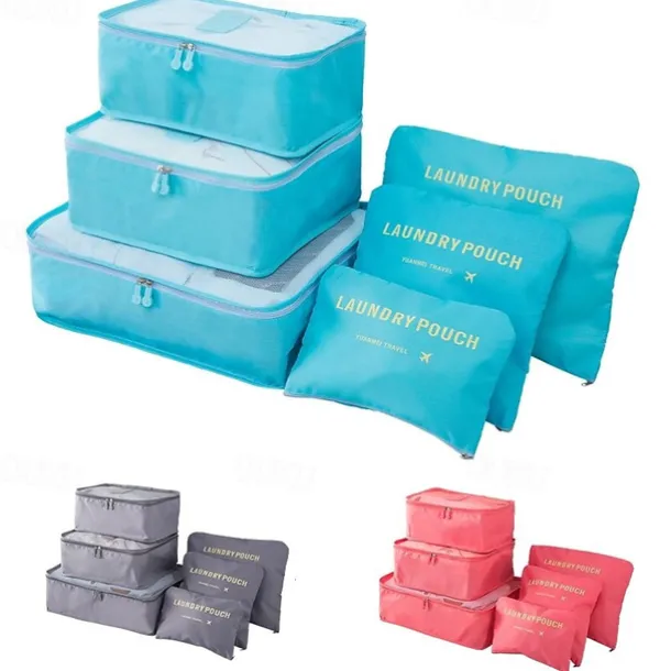 Compression Travel Packing Cubes Set for Luggage Storage and Backpack Organizer Space Savers, 6PCS Travel Storage Bag Set, Suitcase Packing Organizers for Clothes, Laundry Pouches
