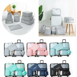 Compression Travel Packing Cubes Set for Luggage Storage and Backpack Organizer Space Savers, 7pcs Suitcase Organizer Bags, Large Capacity Clothing Storage for Travel