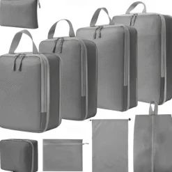 Compression Travel Packing Cubes Set for Luggage Storage and Backpack Organizer Space Savers, Digital, Toiletry, Makeup, Clothes, Shoes, Travel Bags