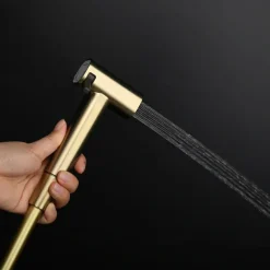 Concealed Bidet Sprayer 2Functions Water Flow Brass Valve Button Adjustable Cold/ Hot Mixer PVC HoseBrushed Gold Grey White