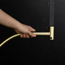 Concealed Bidet Sprayer 2Functions Water Flow Brass Valve Button Adjustable Cold/ Hot Mixer PVC HoseBrushed Gold Grey White