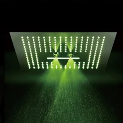 Concealed Rainfall Shower Head 400*400mm LED Light, 16 Inch Ceiling Rainfall Showerhead 304 Stainless Steel, Rain Shower 3 Functions Led Showerhead Square Spa Waterfall Showers Panel