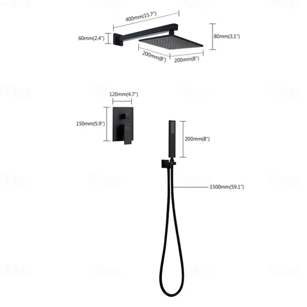 Concealed Shower Faucet Combo Set 12" Rainfall Shower Head, Shower System Mixer Rough In Valve Rainfall High Pressure Head with Handheld, Wall Mounted Tub and Shower Trim Kit Bathroom Bath
